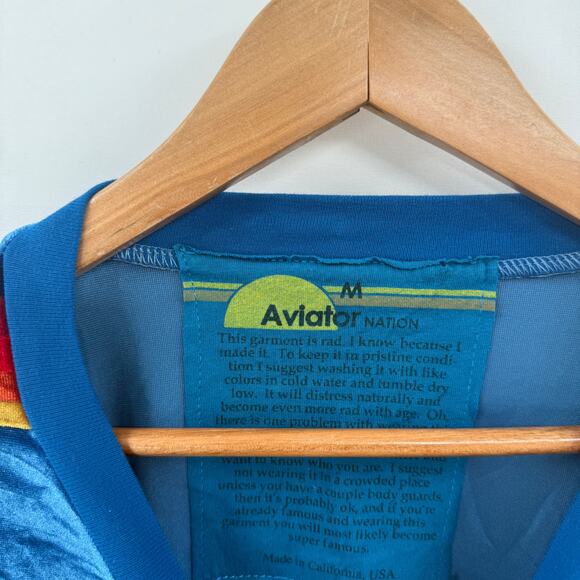 Aviator Nation blue velvet striped crewneck - Picture 4 of 5